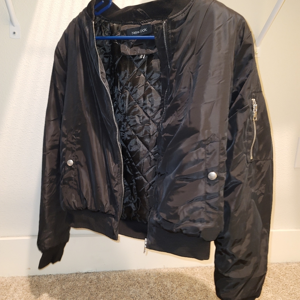Black Puffer Bomber Jacket